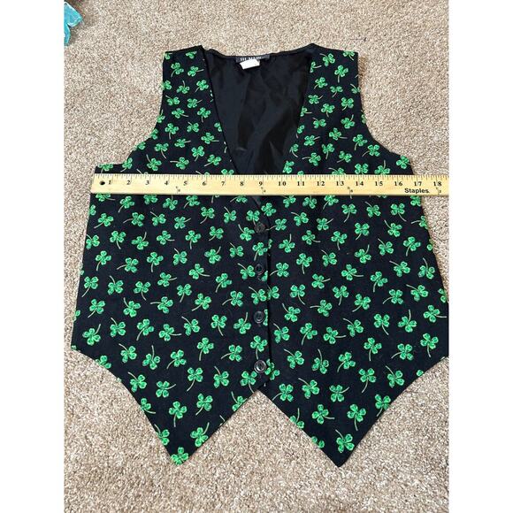 Saint Patrick's Day Vest Unisex black/green button front Shamrock SZ MD - Picture 3 of 6